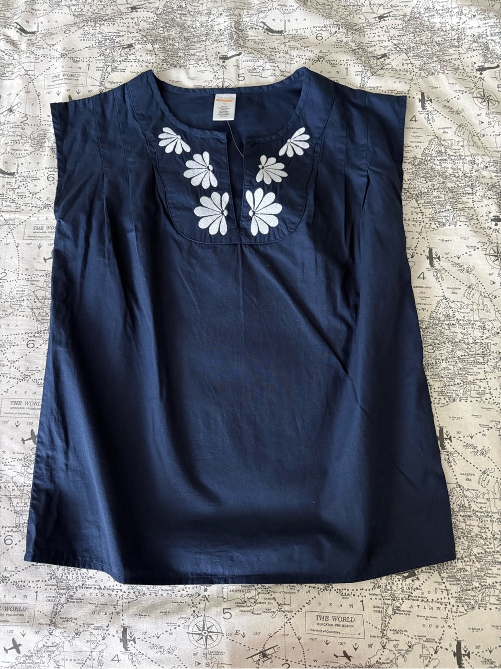 Gymboree Navy Sleeveless Tunic with White Floral Embroidery